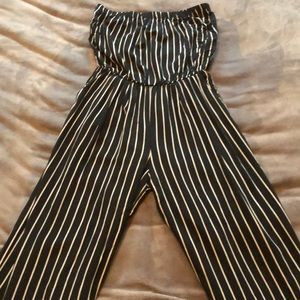 Black and white striped jumpsuit